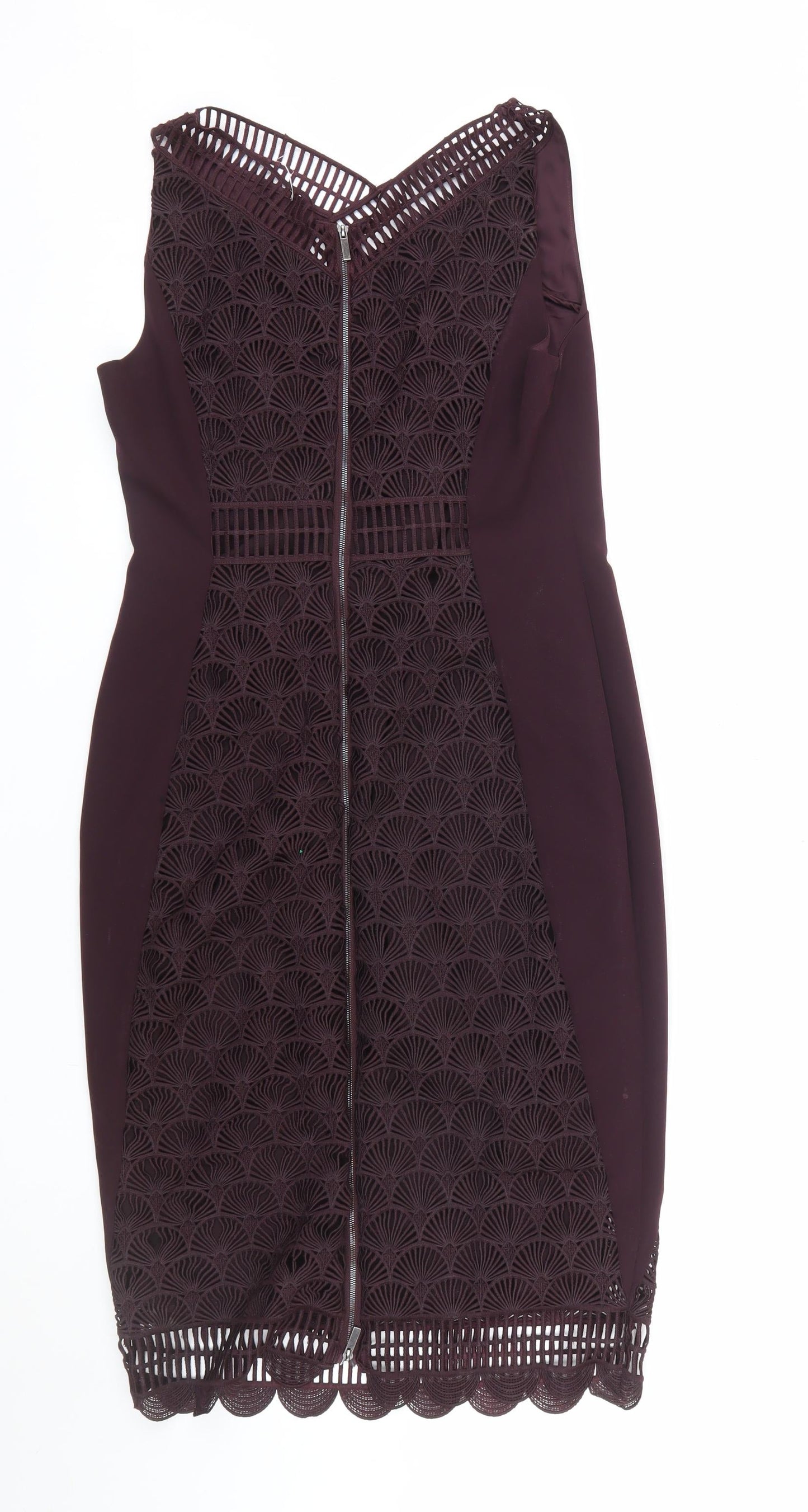 Mint Velvet Women’s Purple Lace Sheath Dress Size 12 Sleeveless Halter