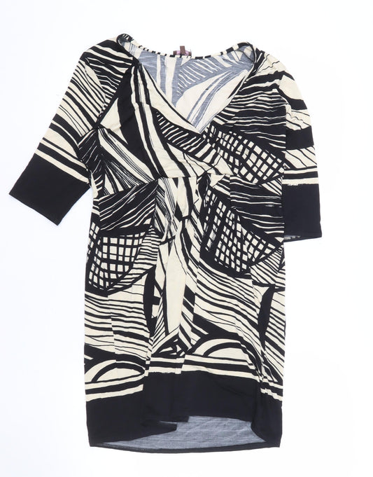 Preloved Phase Eight Women’s Black Geometric Bodycon Dress Size 14 - Front