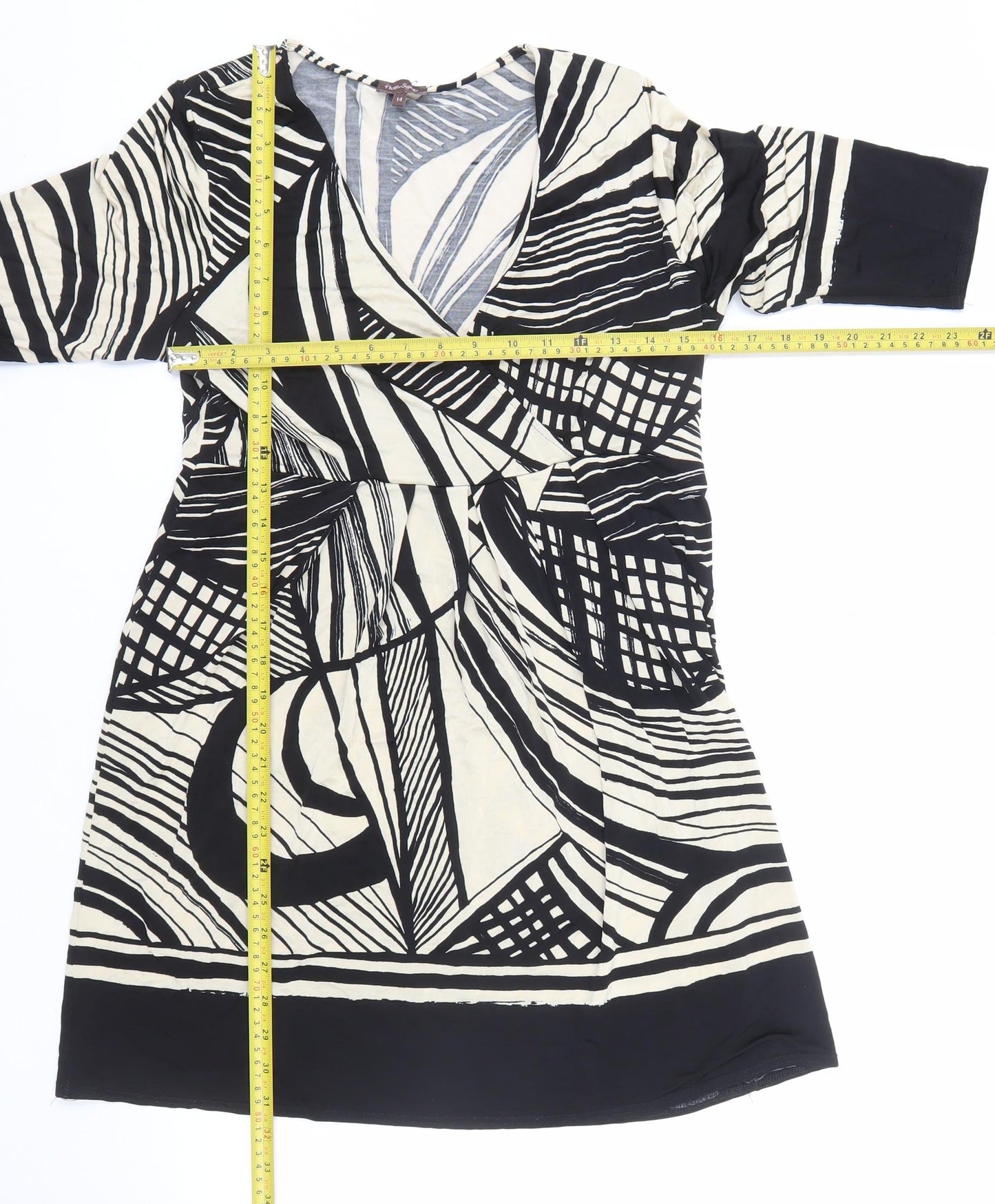 Phase Eight Women’s Black Geometric Bodycon Dress Size 14
