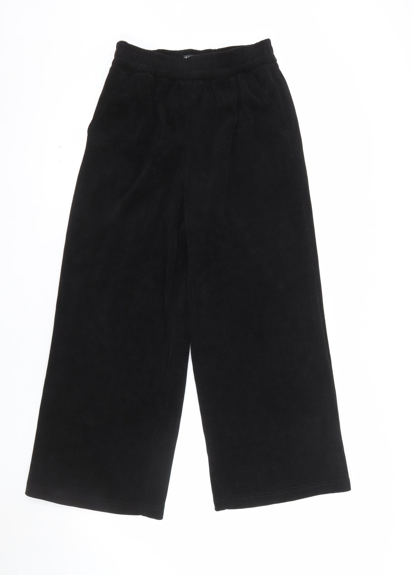 Next Petite Women's Black Corduroy Wide-Leg Trousers UK 6P
