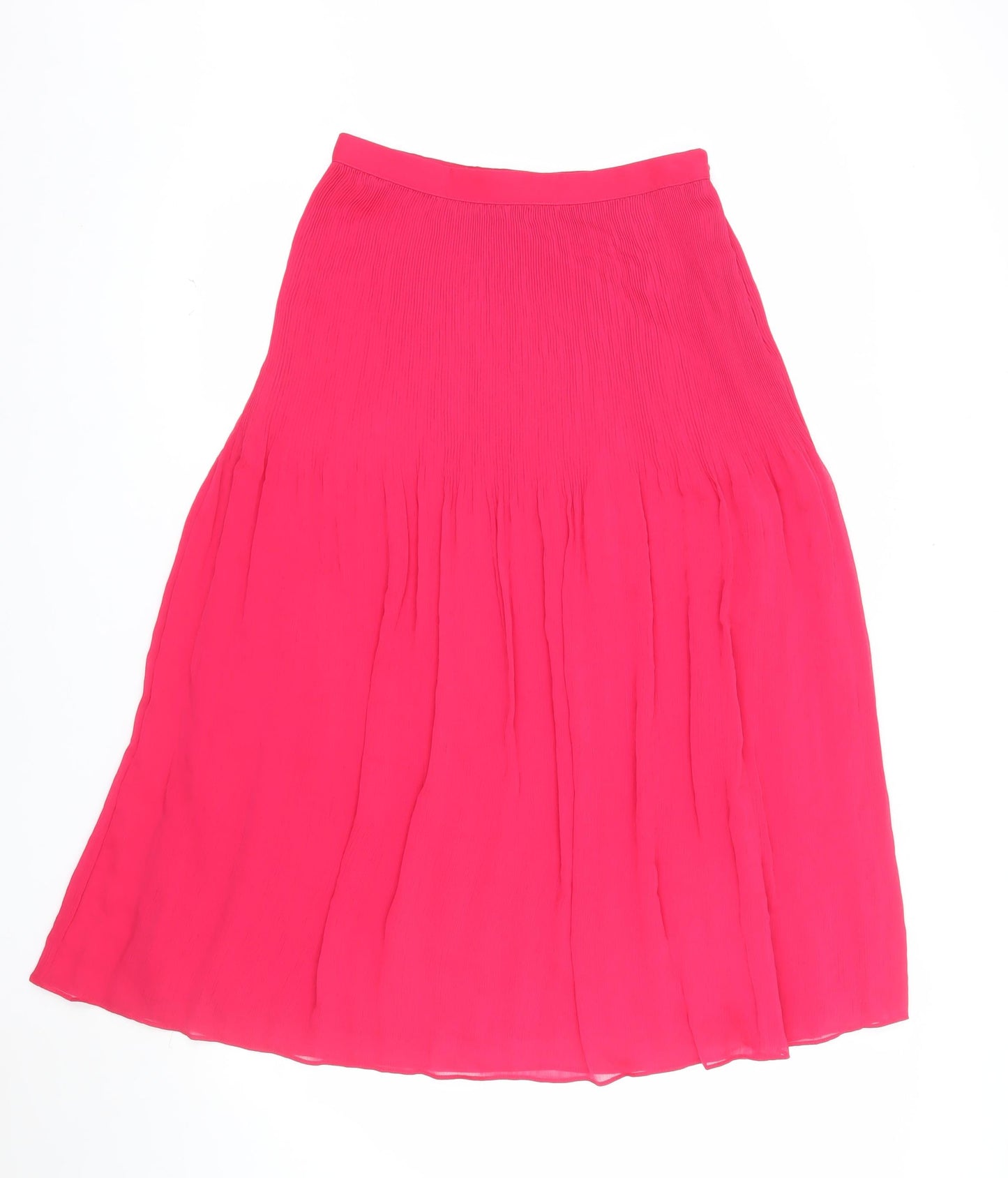 Marks and Spencer Women Pink Pleated Knee Length Chiffon Skirt Size 10