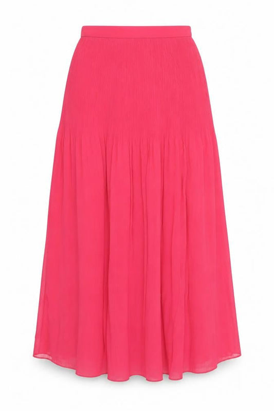 Marks & Spencer Women Pink Pleated Knee Length Chiffon Skirt Size 10