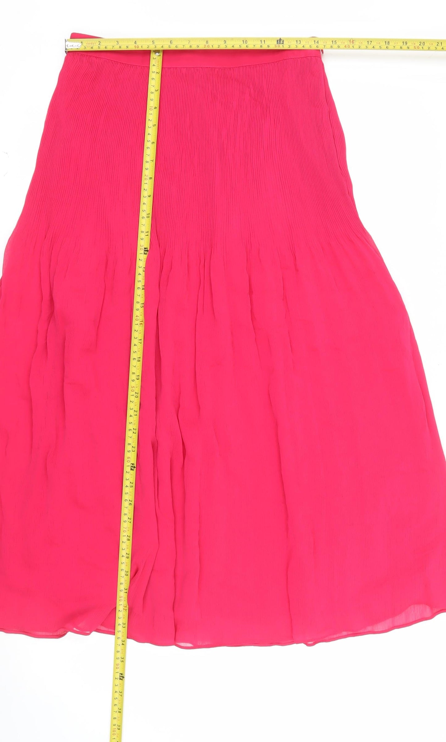 Marks and Spencer Women Pink Pleated Knee Length Chiffon Skirt Size 10