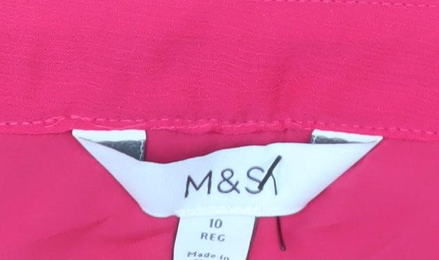 Marks and Spencer Women Pink Pleated Knee Length Chiffon Skirt Size 10