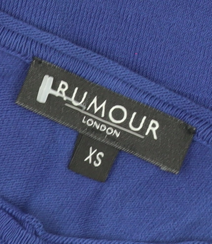 Rumour London Women Blue XS Bodycon Knit Short Sleeve Dress