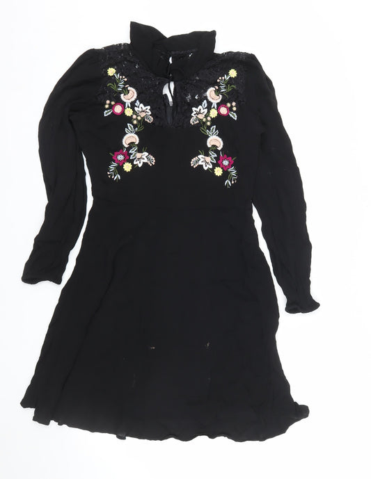 Red Herring Women's Black Floral Lace Fit & Flare Dress Size 12