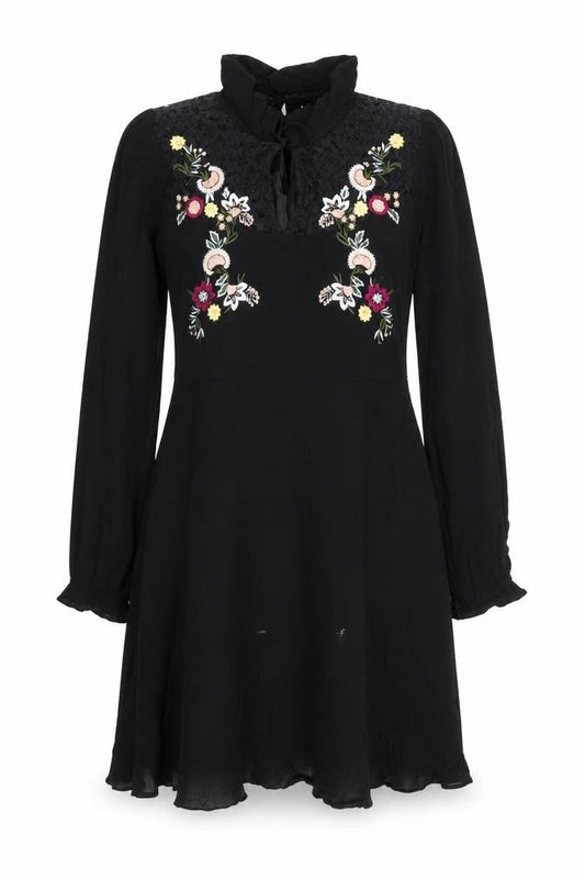 Red Herring Women's Black Floral Lace Fit & Flare Dress Size 12