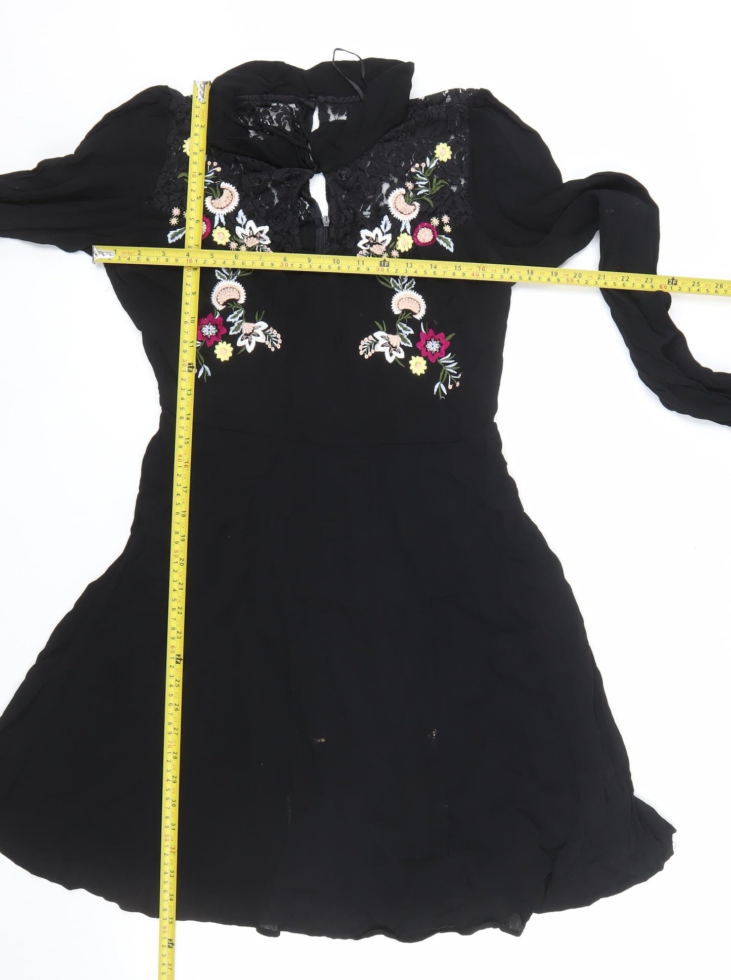 Red Herring Women's Black Floral Lace Fit & Flare Dress Size 12