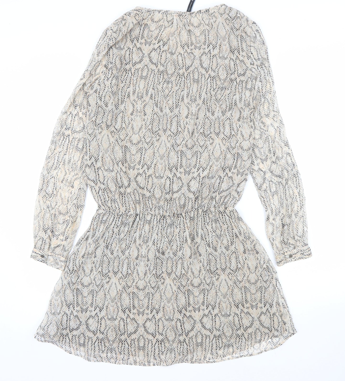 MNG Collection Women Beige Snake Print Short Shift Dress Size S