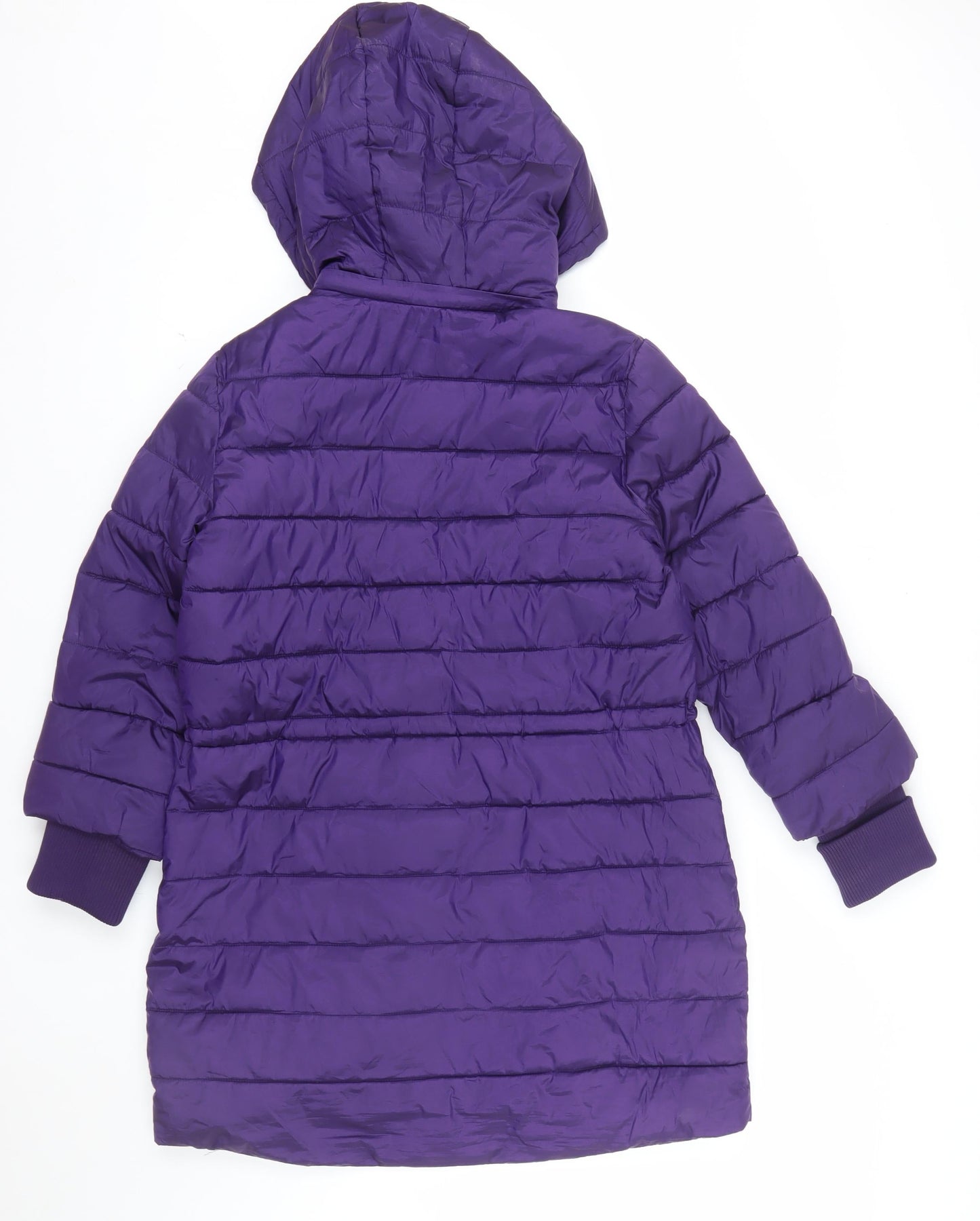Gallery Women’s Purple Hooded Puffer Jacket UK 14 Lined Zip Coat