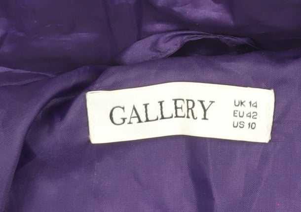 Gallery Women’s Purple Hooded Puffer Jacket UK 14 Lined Zip Coat