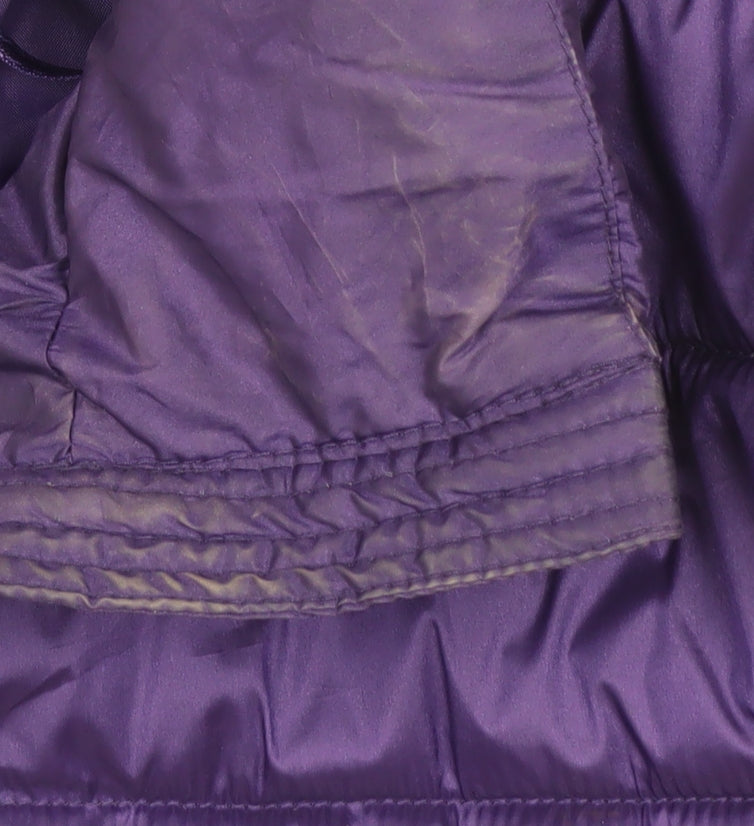 Gallery Women’s Purple Hooded Puffer Jacket UK 14 Lined Zip Coat