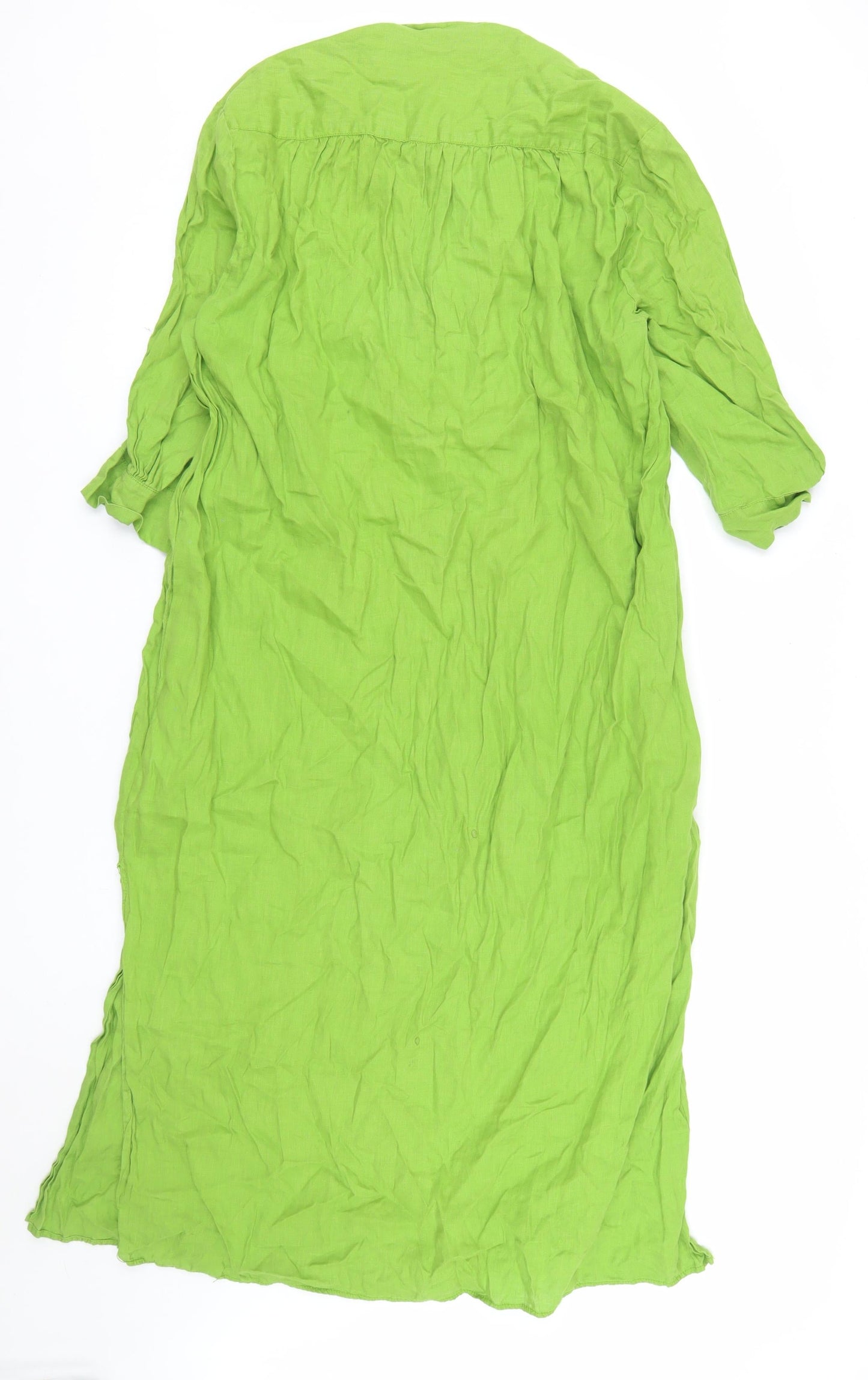 Zara Womens Green Lyocell Shirt Dress XL Half Sleeve