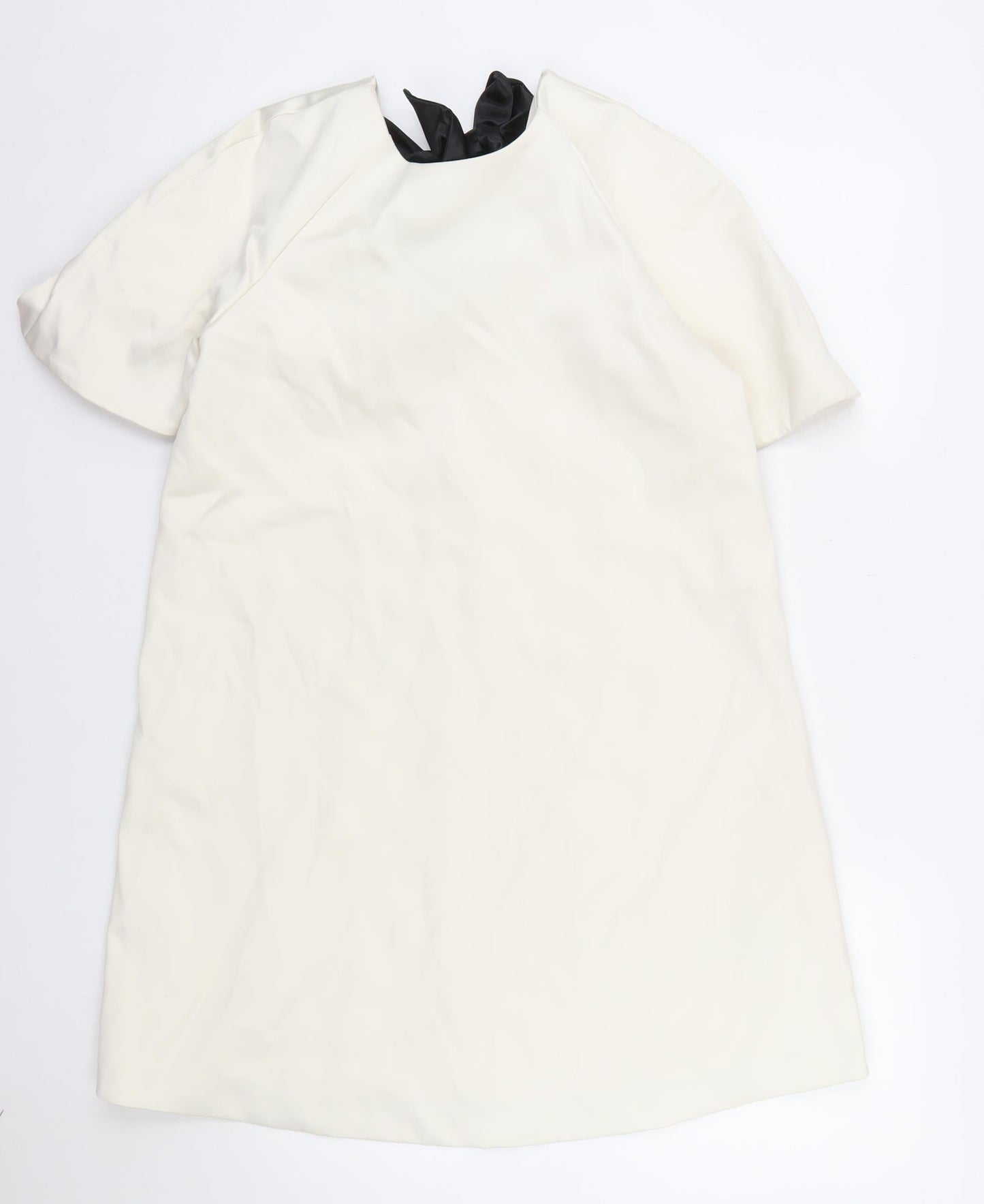 Marks and Spencer Women’s Ivory Shift Dress Size 8 Bow Detail