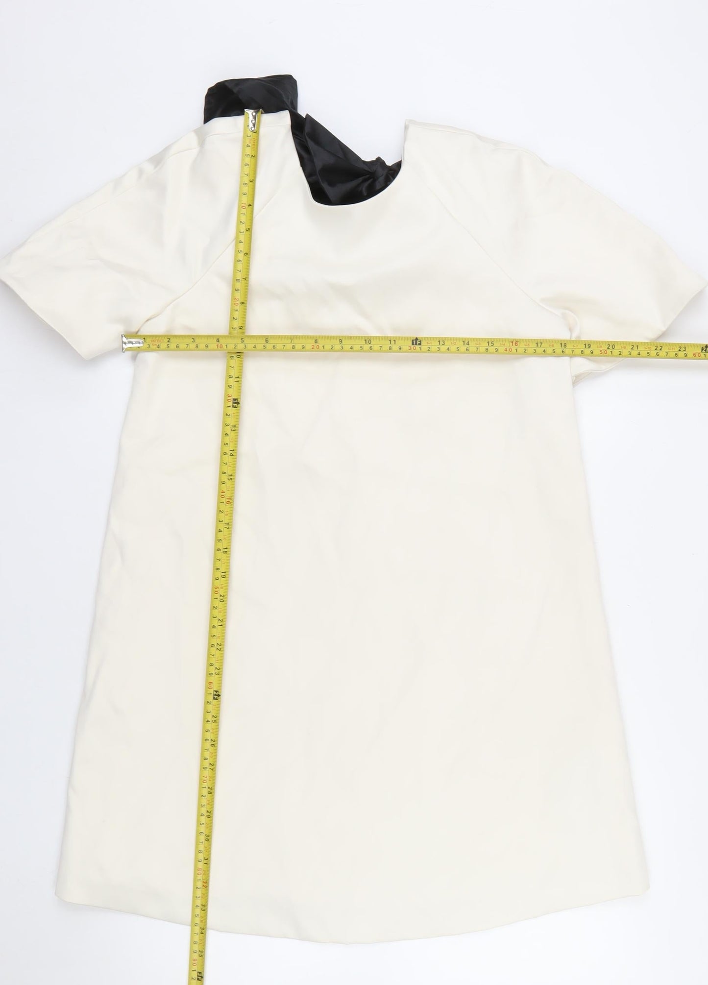 Marks and Spencer Women’s Ivory Shift Dress Size 8 Bow Detail