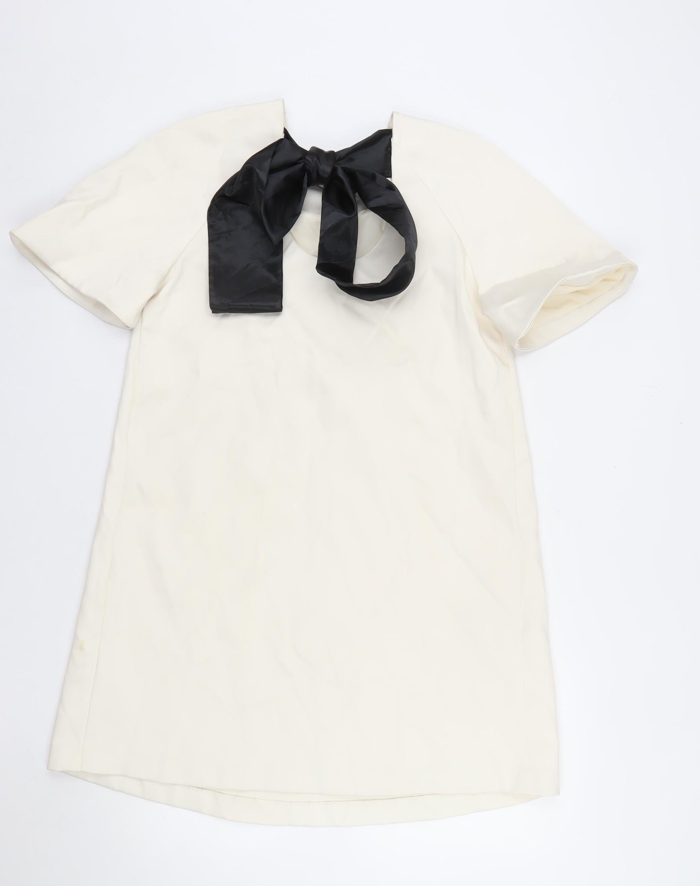 Marks and Spencer Women’s Ivory Shift Dress Size 8 Bow Detail