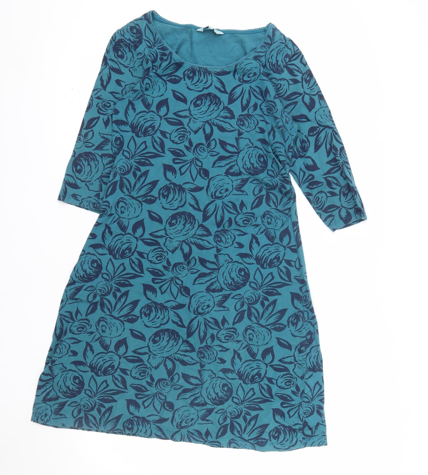 Dickins & Jones Women's Blue Floral Cotton Shift Dress Size 10