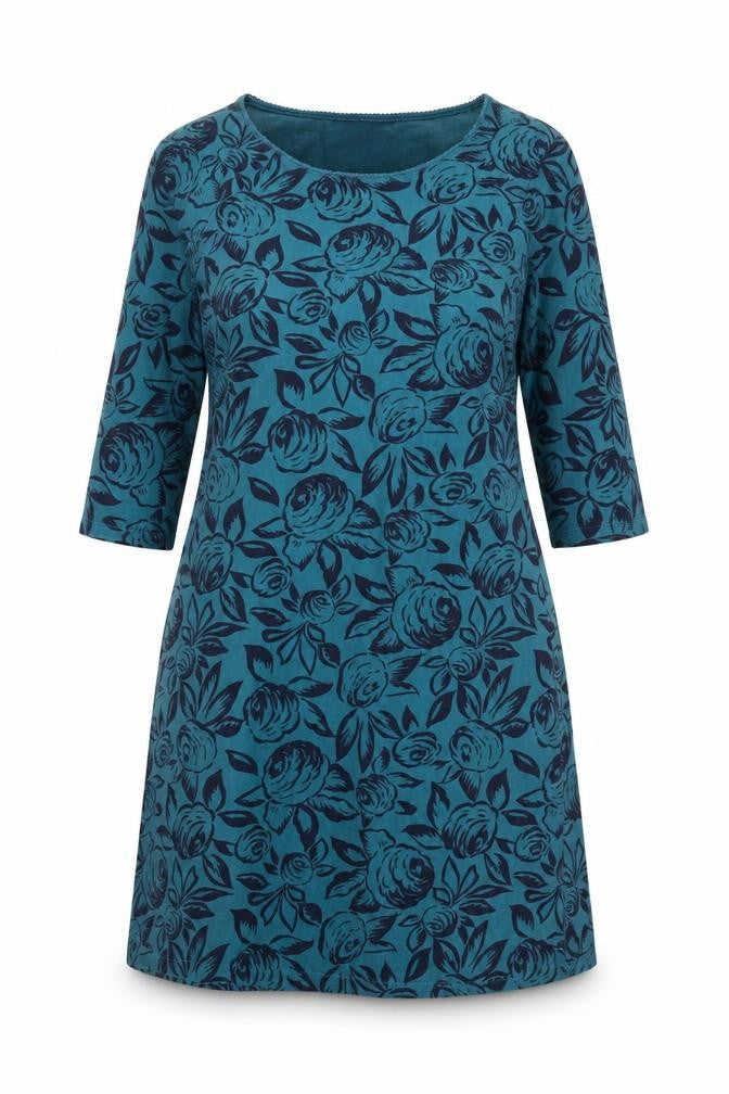 Dickins & Jones Women's Blue Floral Cotton Shift Dress Size 10