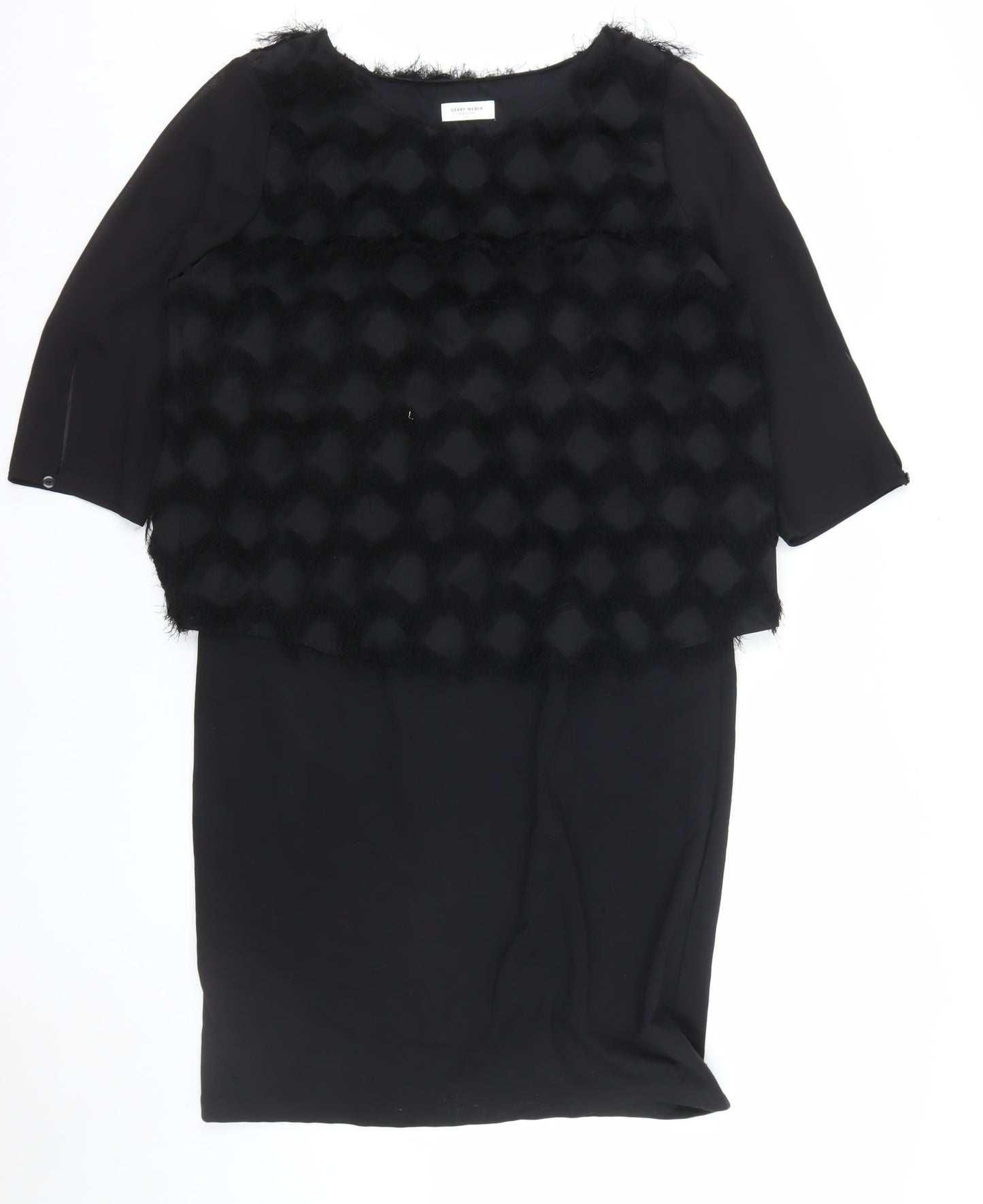 Gerry Weber Women’s Black Textured Shift Dress Size 14 Formal