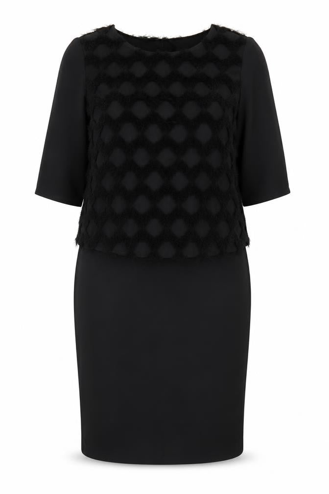 Gerry Weber Women’s Black Textured Shift Dress Size 14 Formal