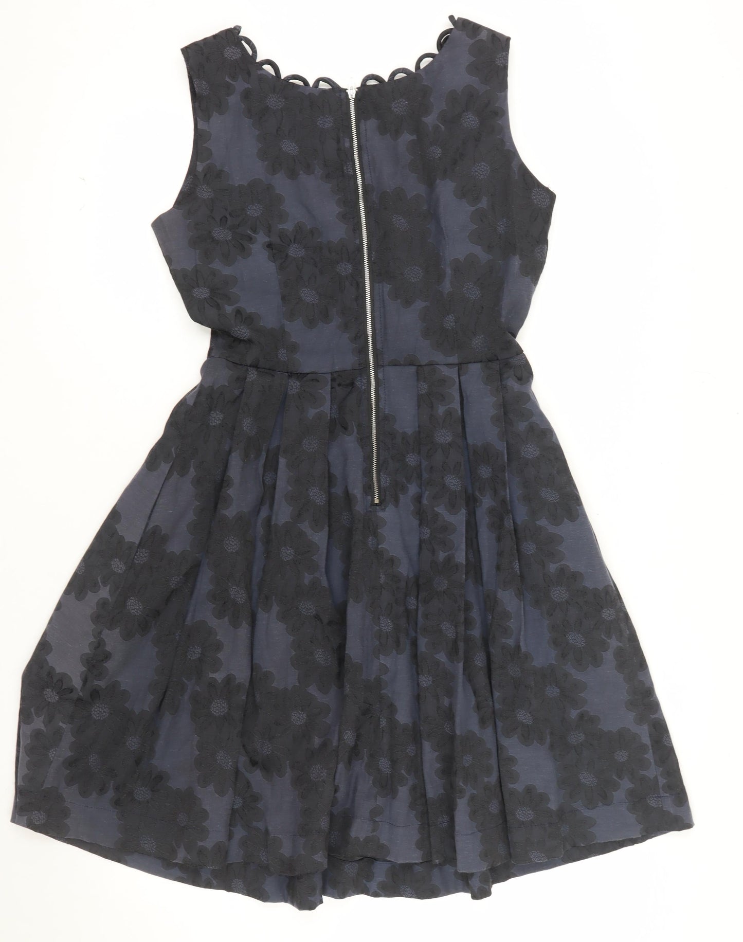 Louche Women's Navy Floral Fit & Flare Sleeveless Dress Size 10