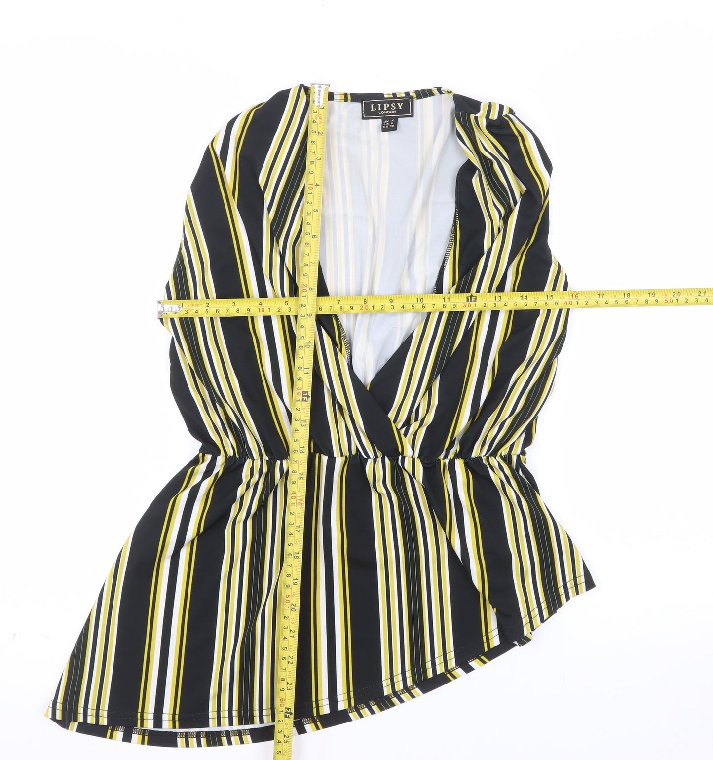 Lipsy Women’s Multicoloured Striped Wrap Sleeveless Blouse Size 10