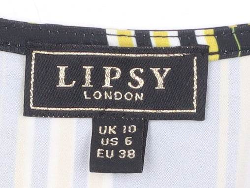 Lipsy Women’s Multicoloured Striped Wrap Sleeveless Blouse Size 10