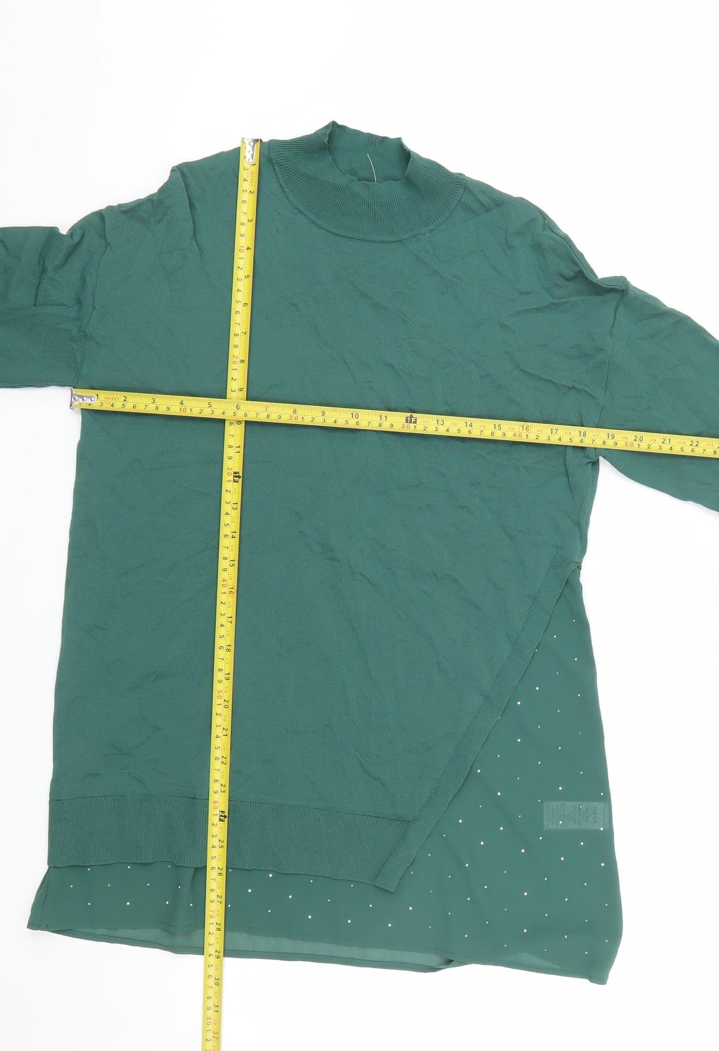 Next Women’s Green Mock Neck Long Sleeve Tunic Blouse Size S