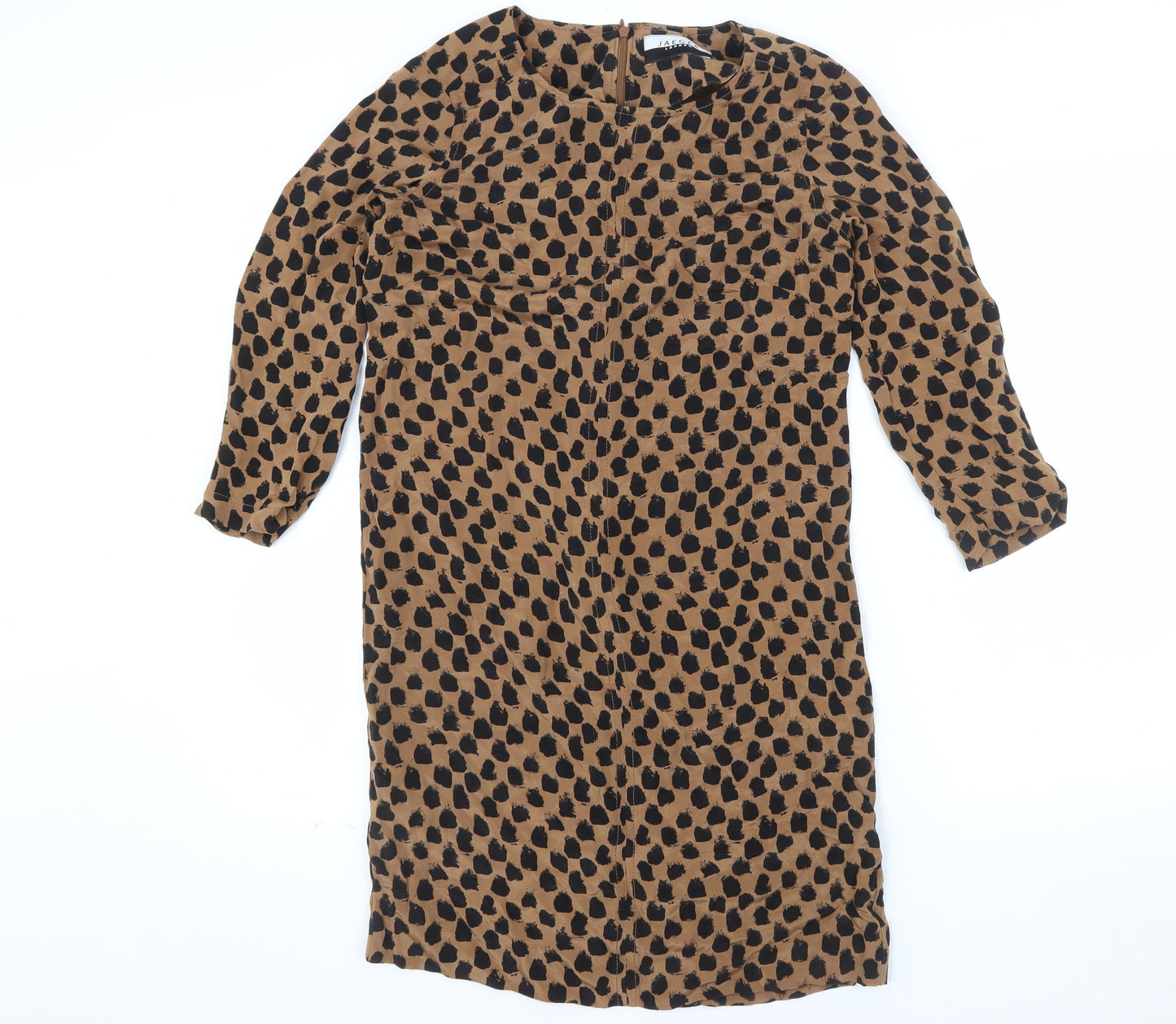 Jaeger Women Brown Animal Print Shift Dress Size 6 Workwear