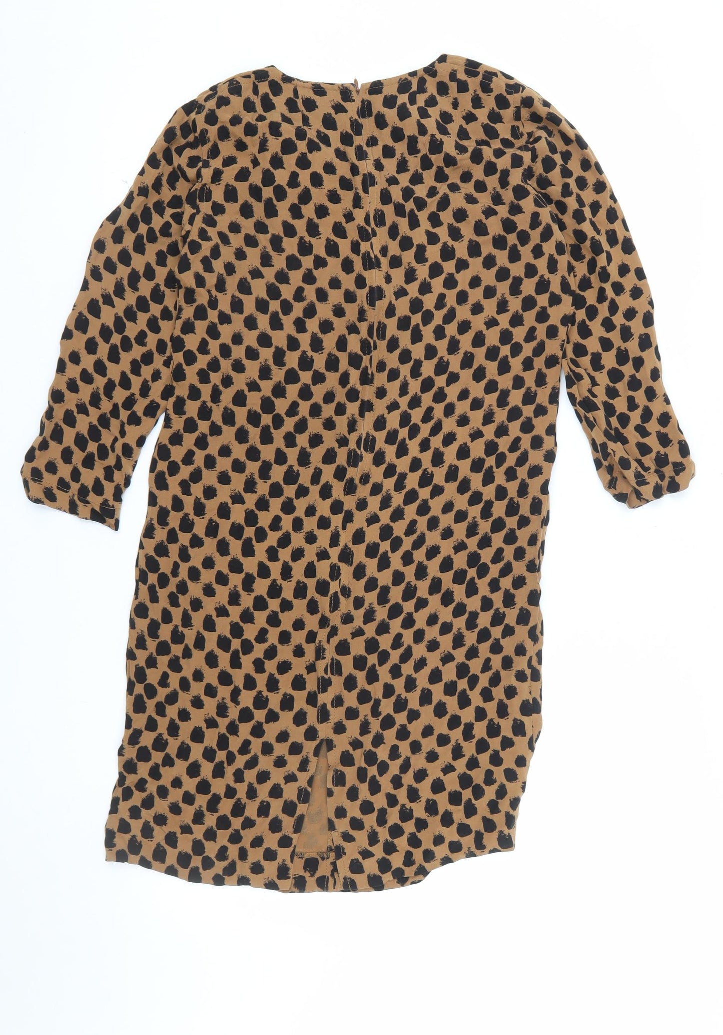 Jaeger Women Brown Animal Print Shift Dress Size 6 Workwear
