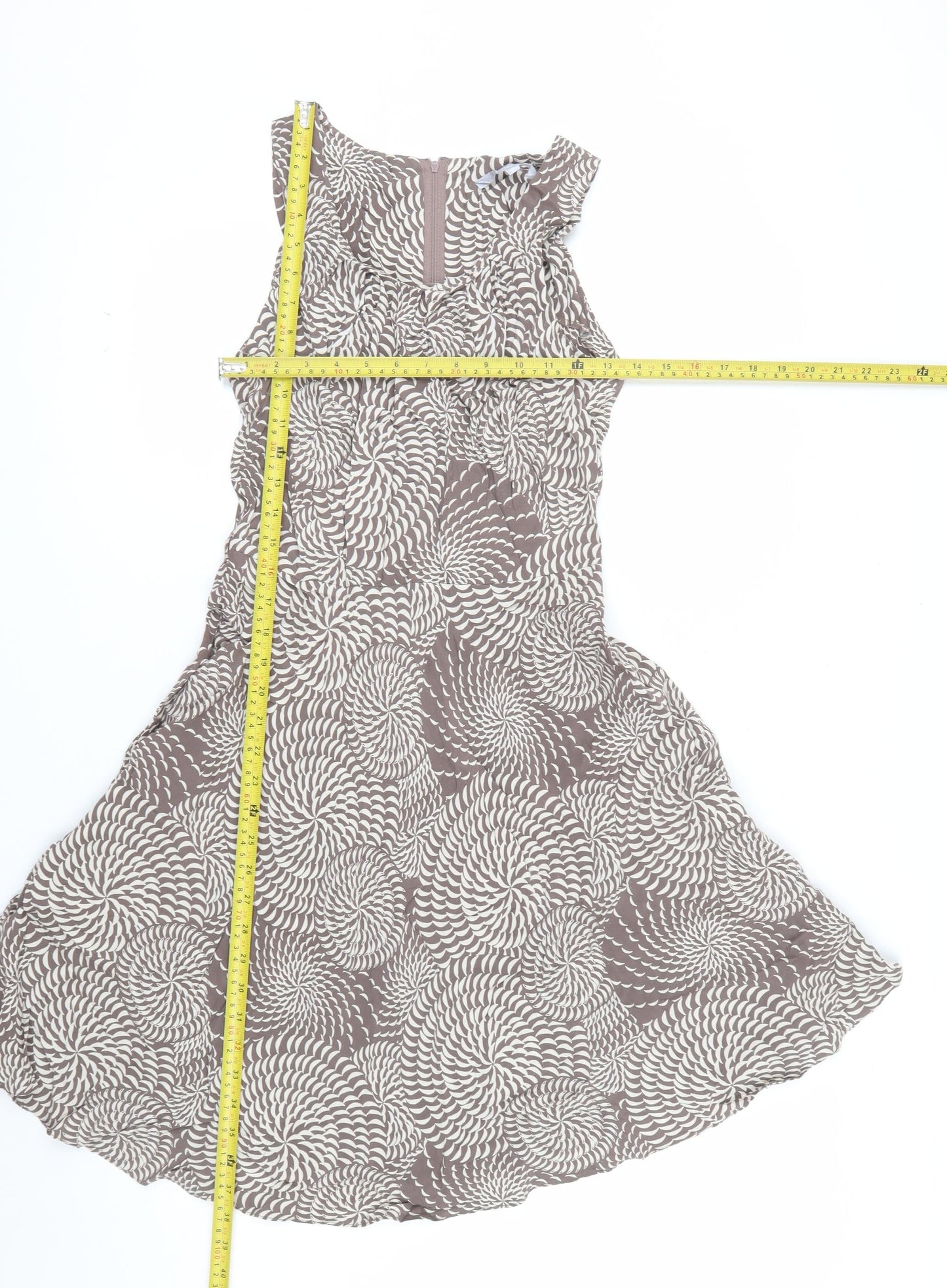 Debenhams Collection Women Brown Geometric A-Line Sleeveless Dress Size 10