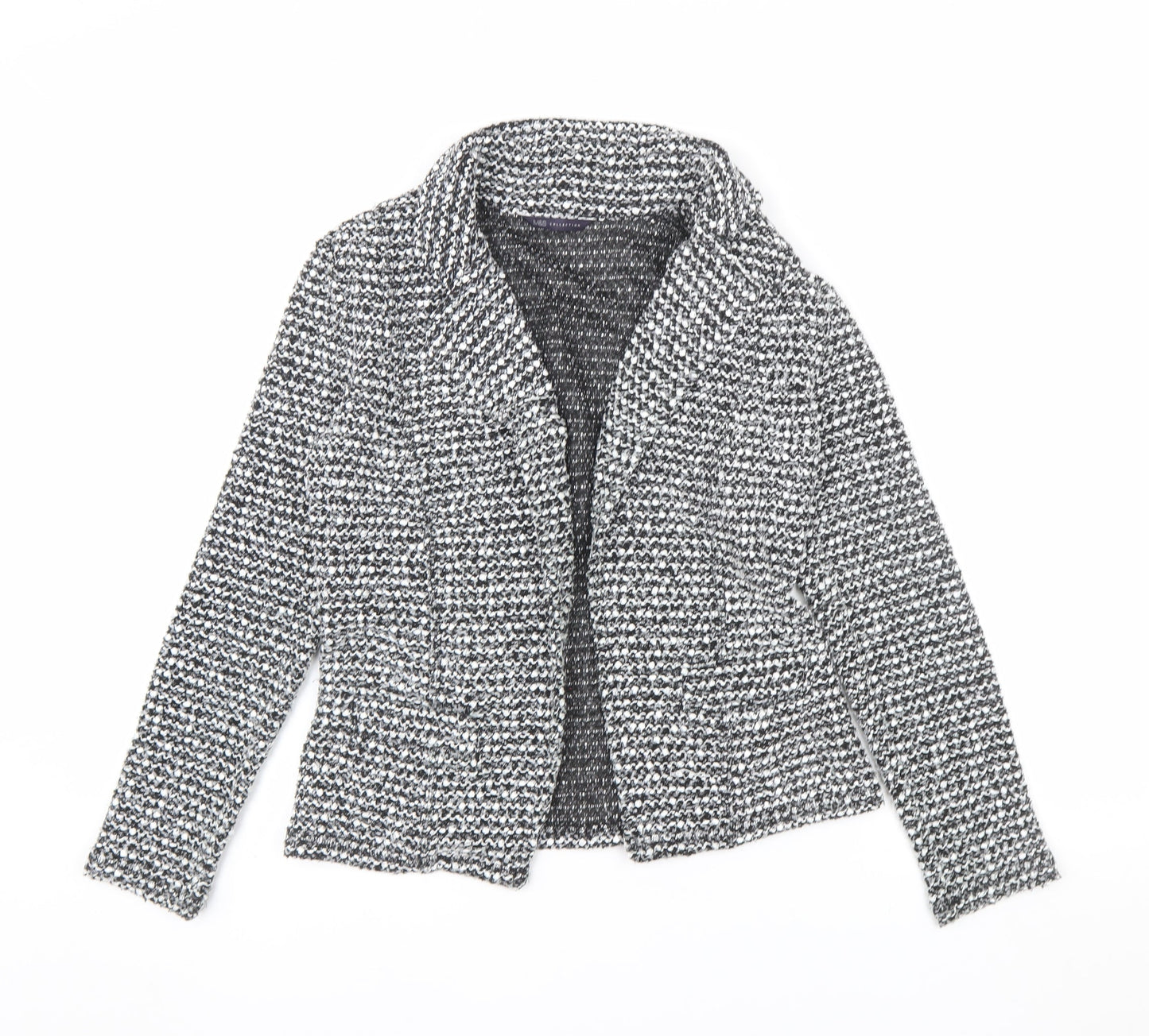 Marks and Spencer Women's Black Bouclé Blazer Size 8 Classic Fit