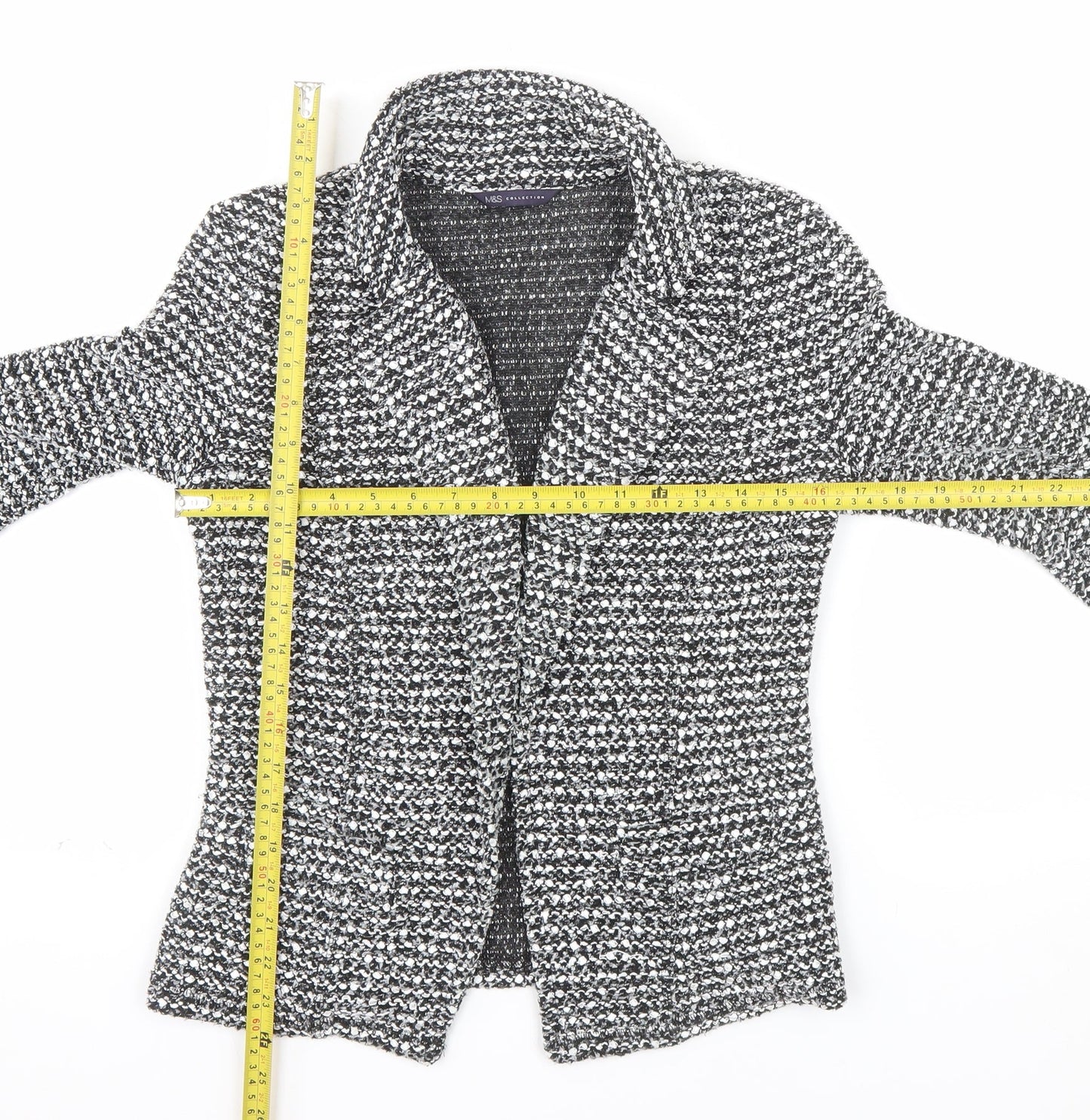 Marks and Spencer Women's Black Bouclé Blazer Size 8 Classic Fit