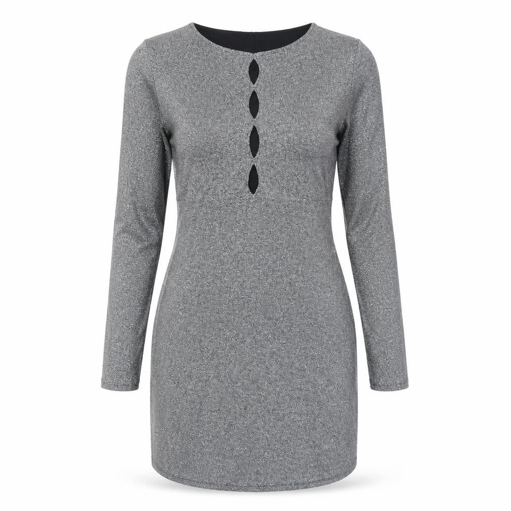 Hollister Women’s Silver Bodycon Long Sleeve Dress XS Party Wear
