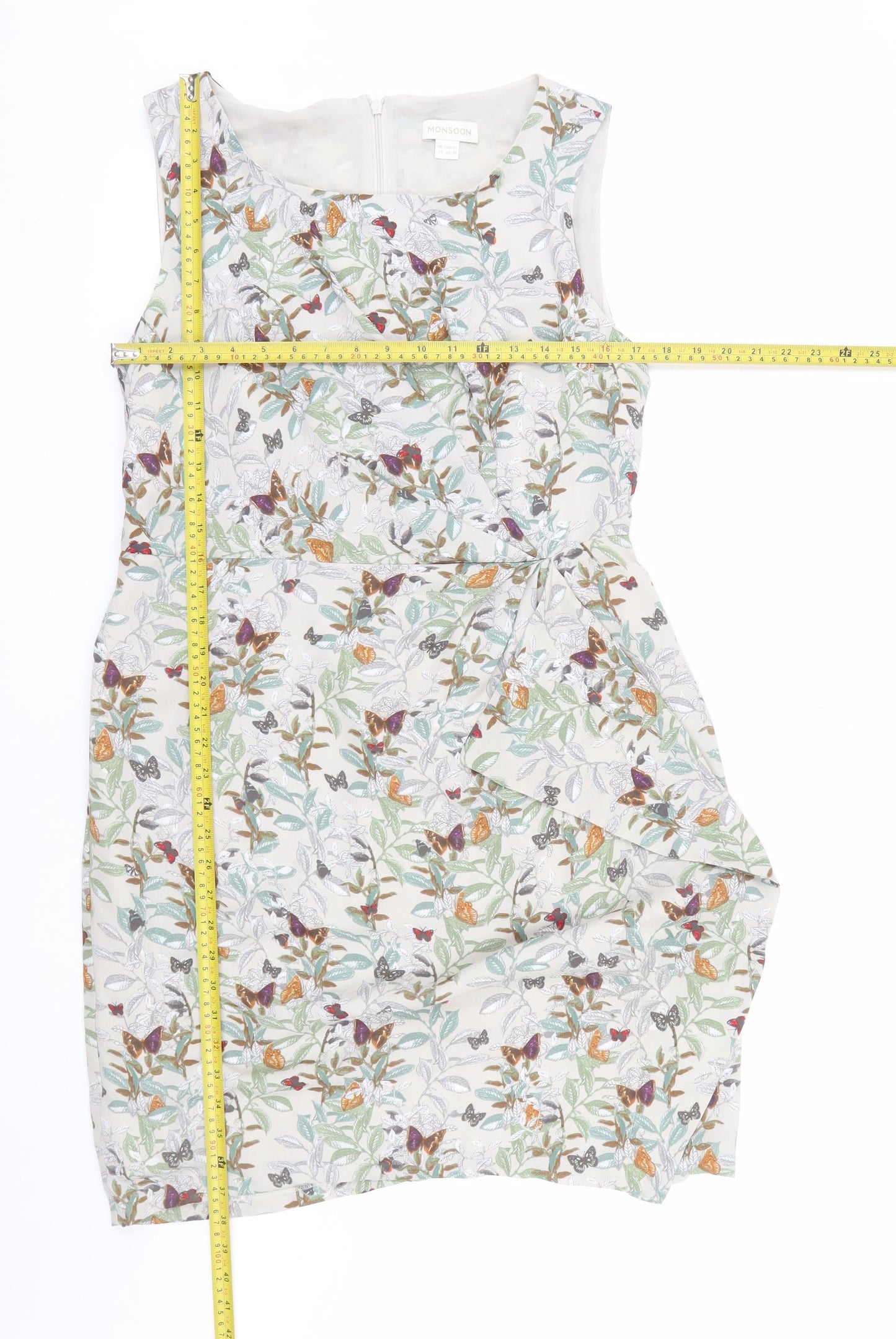 Monsoon Womens Multicoloured Floral Ruched Sheath Dress Size 14