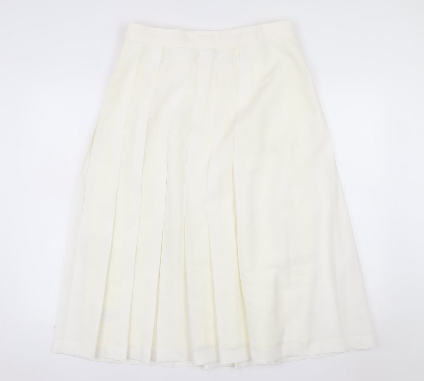 Marks and Spencer Women Ivory Pleated Midi Skirt Size 18 Lined