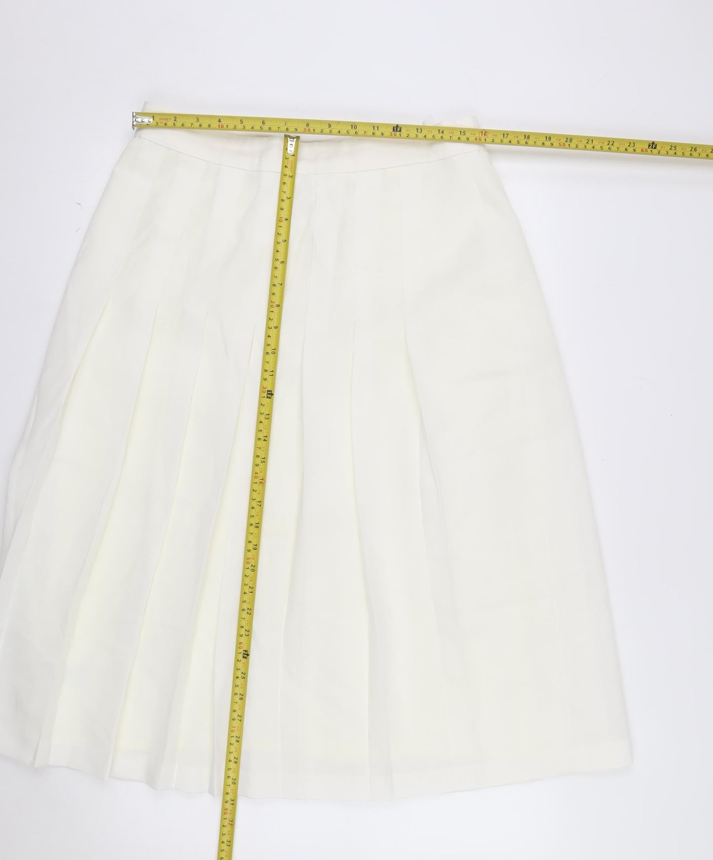 Marks and Spencer Women Ivory Pleated Midi Skirt Size 18 Lined