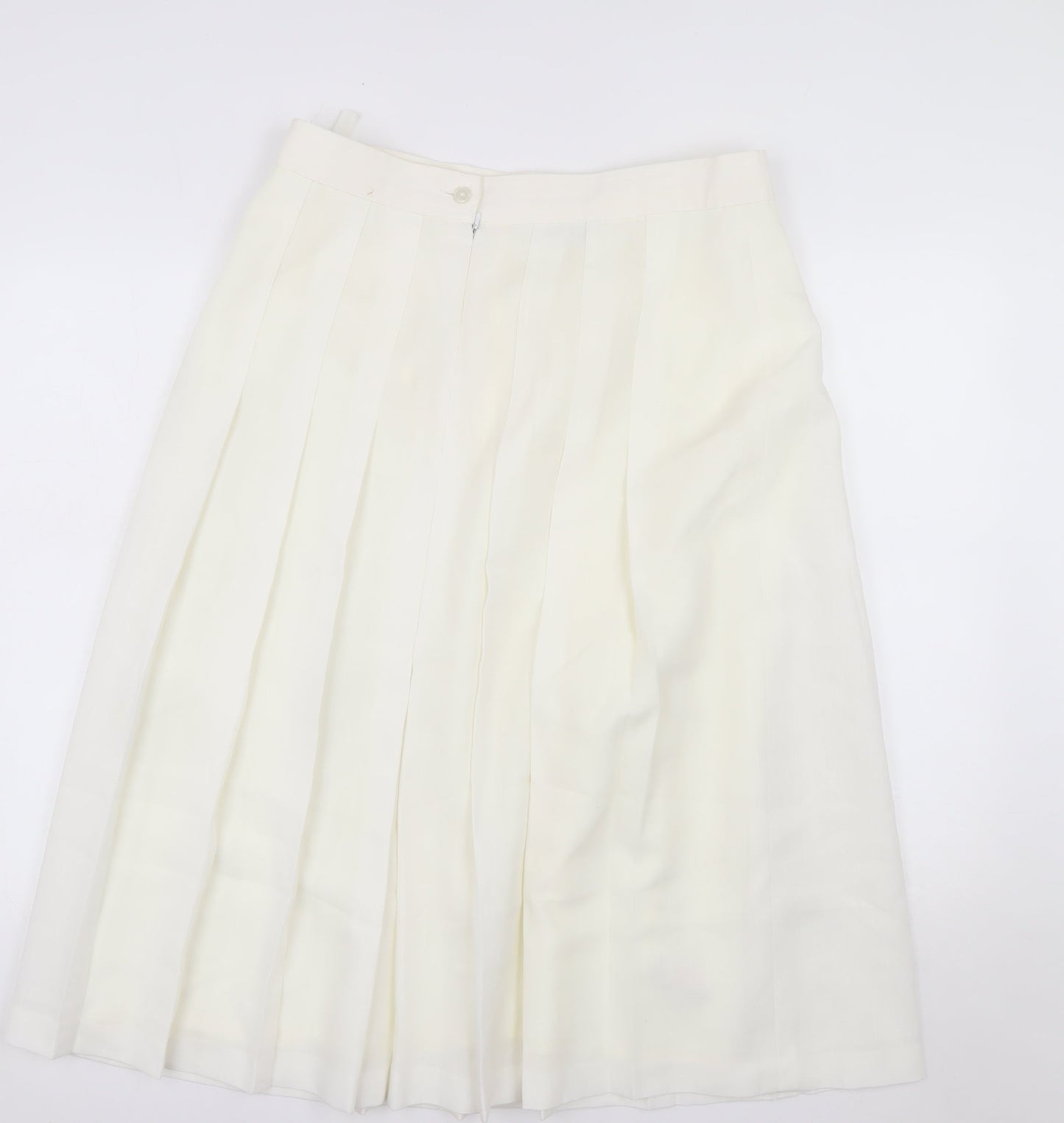 Marks and Spencer Women Ivory Pleated Midi Skirt Size 18 Lined