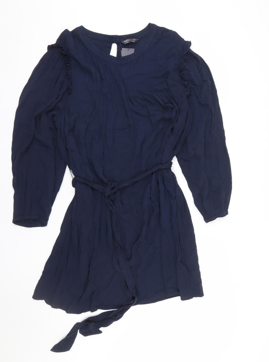 Marks and Spencer Women's Blue Size 24 Fit & Flare Pleated Dress