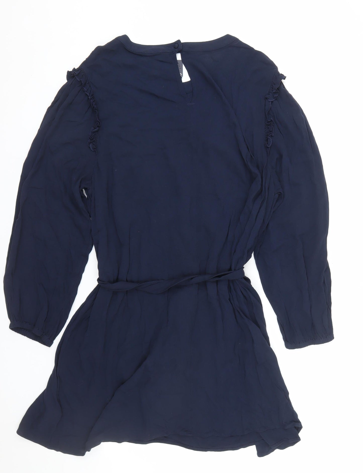 Marks and Spencer Women's Blue Size 24 Fit & Flare Pleated Dress