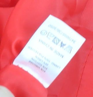 Oasis Women’s Red Knee Length Shift Dress Size 10 Puff Sleeve Bow Detail