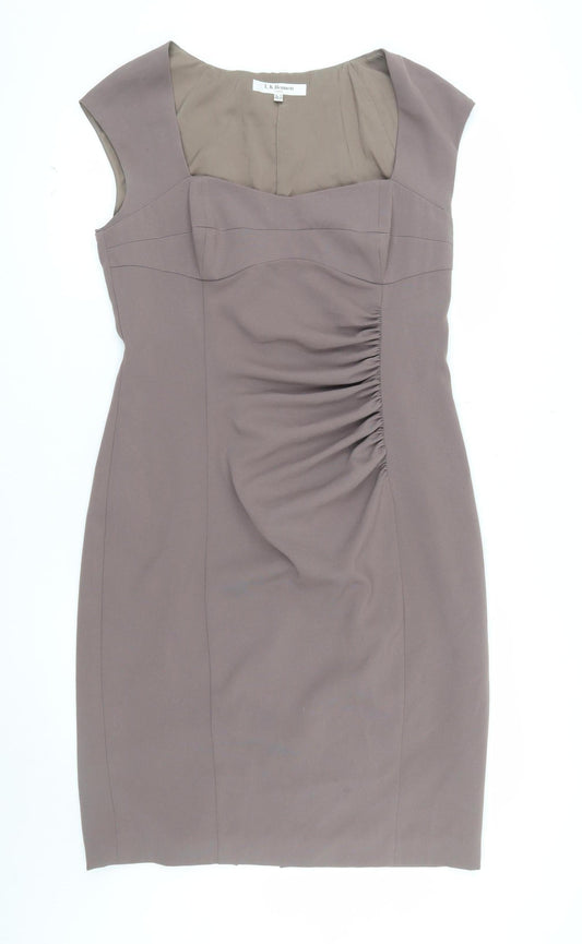 L.K. Bennett Women's Brown Sheath Dress UK 14 Knee Length Workwear