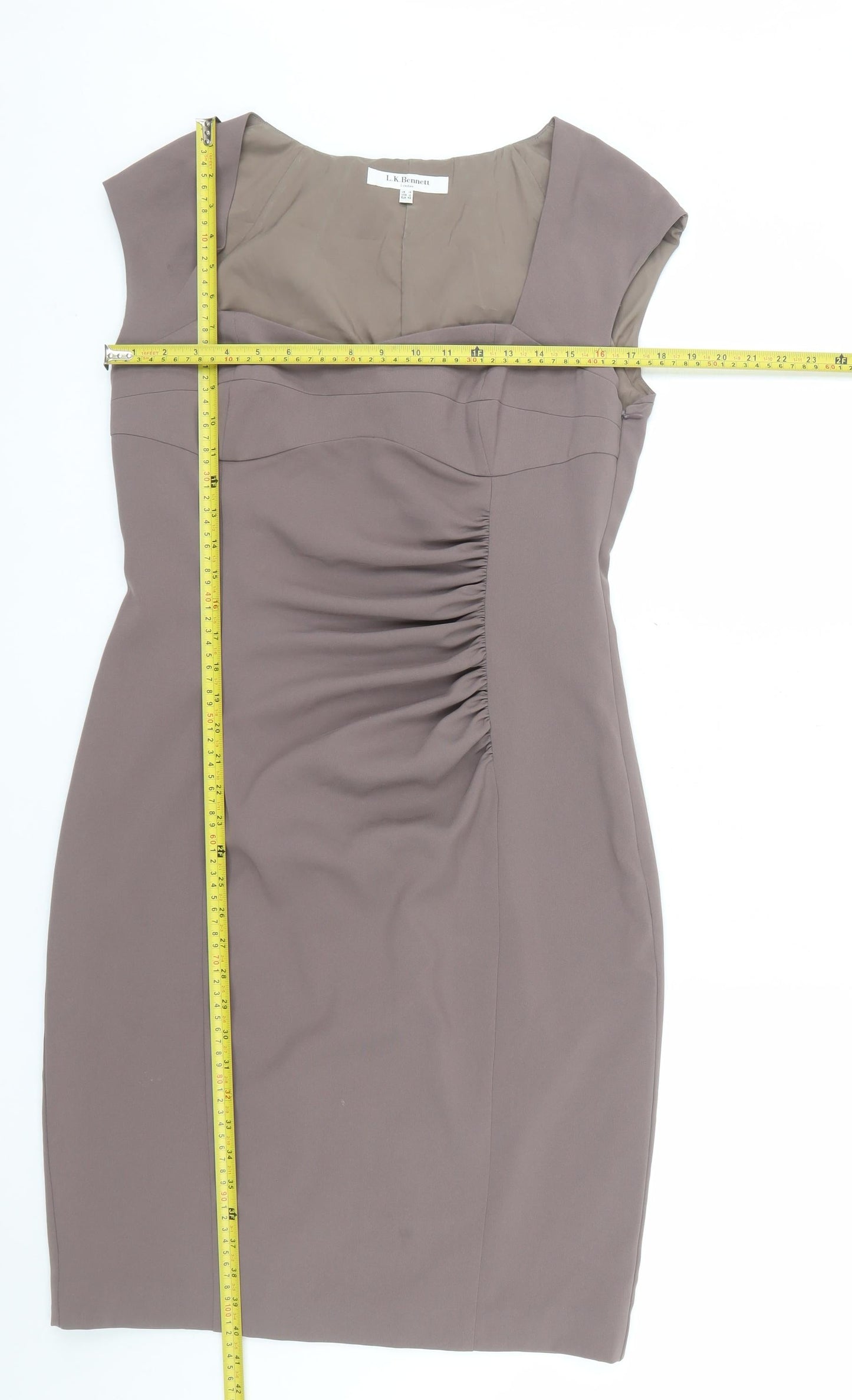 L.K. Bennett Women's Brown Sheath Dress UK 14 Knee Length Workwear