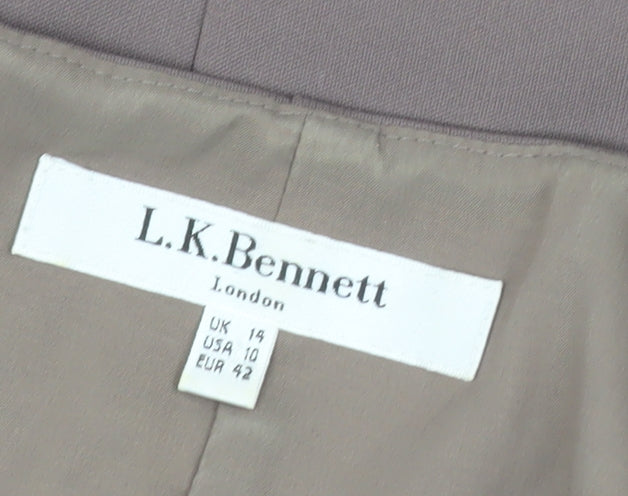 L.K. Bennett Women's Brown Sheath Dress UK 14 Knee Length Workwear