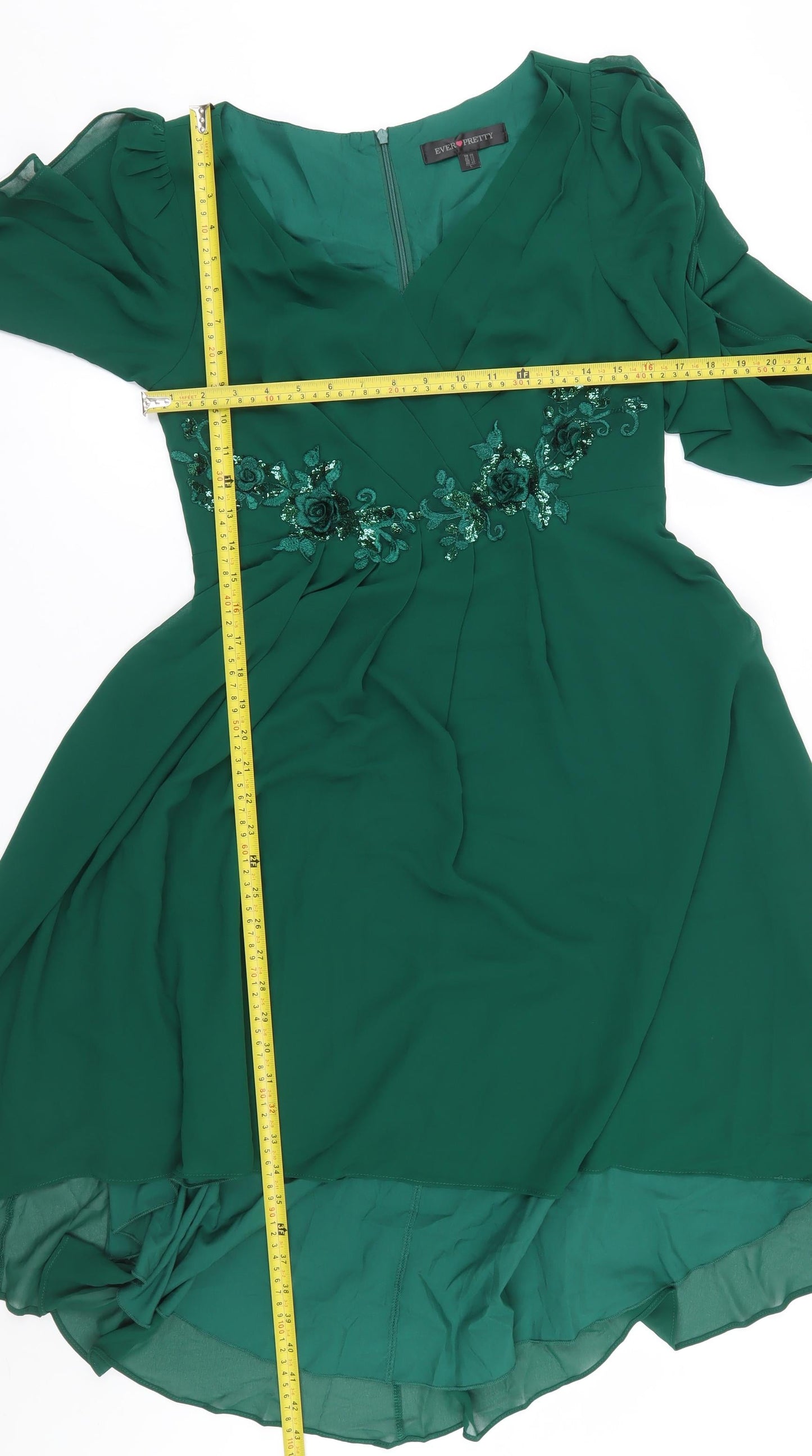 Ever Pretty Women's Green Size 12 Fit & Flare Embroidered Party Dress