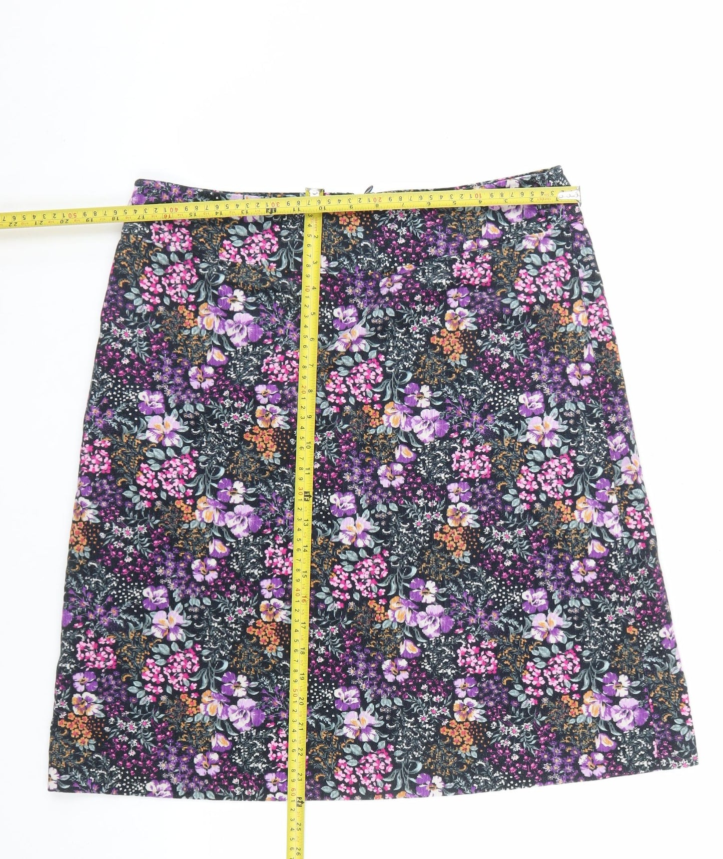 Laura Ashley Women’s Multicoloured Floral A-Line Corduroy Skirt UK 14
