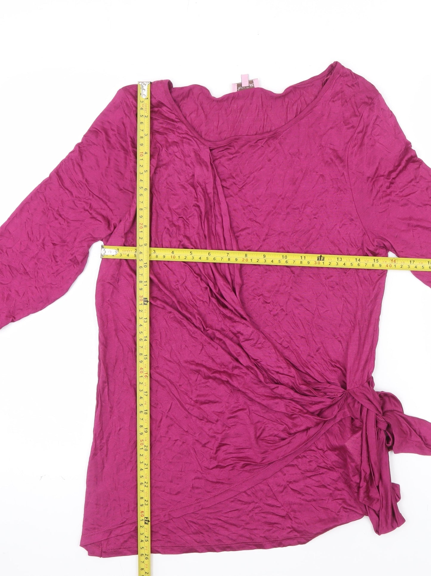 Phase Eight Women's Pink Wrap Blouse Size 14 Viscose 3/4 Sleeve