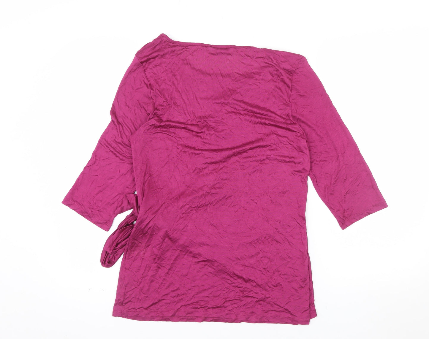Phase Eight Women's Pink Wrap Blouse Size 14 Viscose 3/4 Sleeve