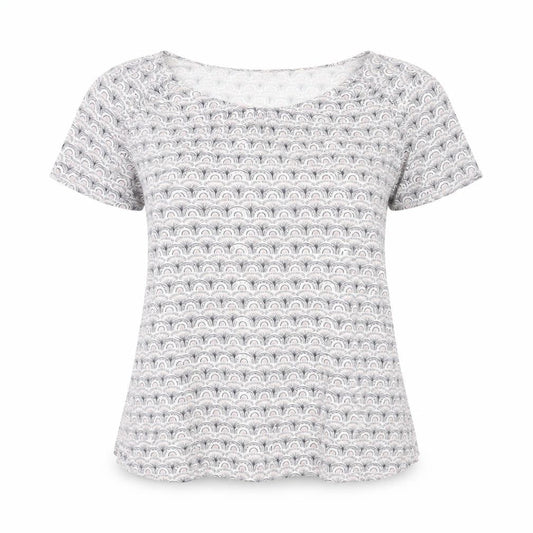 FatFace Women Grey Patterned Viscose Short Sleeve T-Shirt Size 10