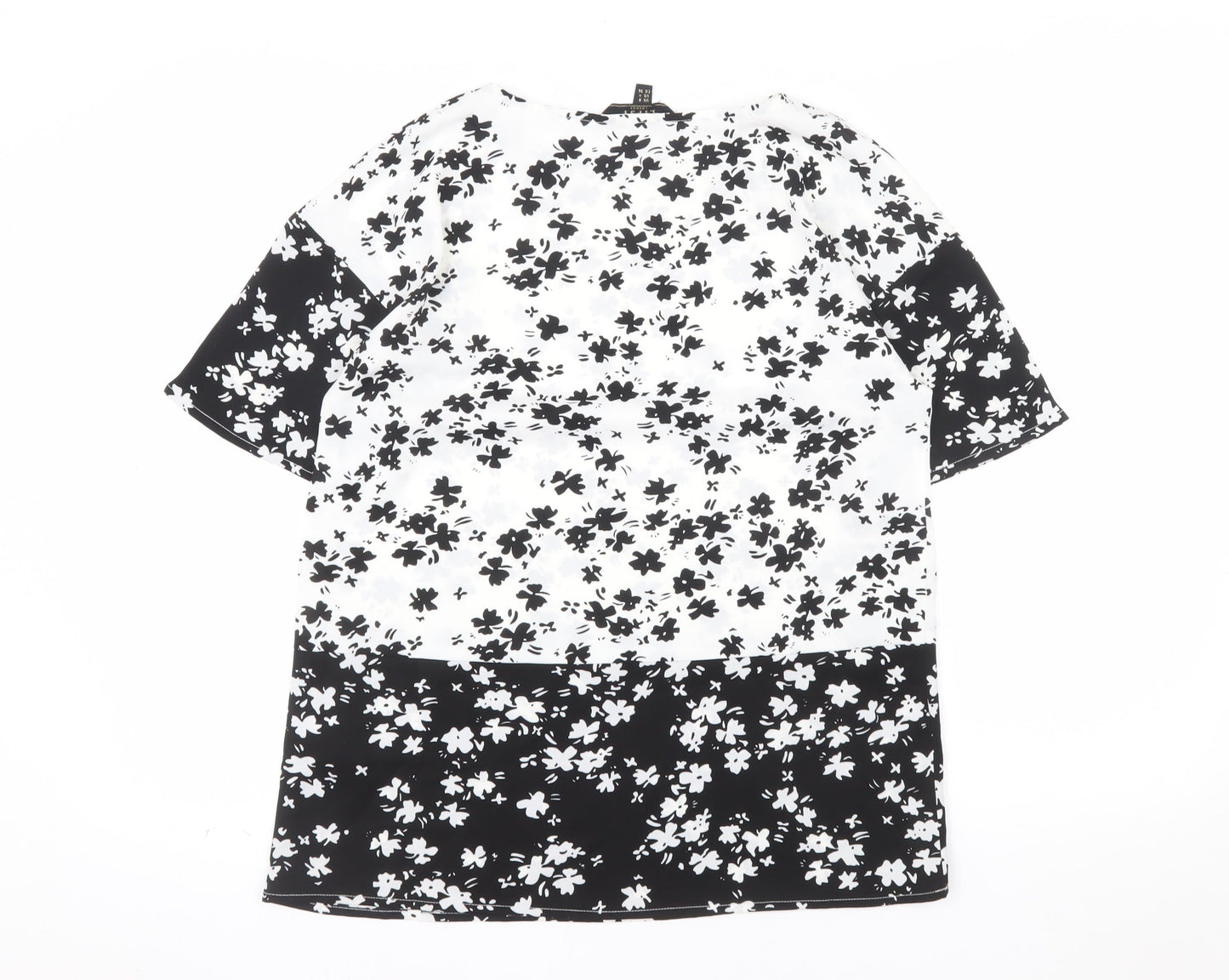 Lipsy Women’s Black Floral Tunic Blouse UK 8 Short Sleeve Polyester